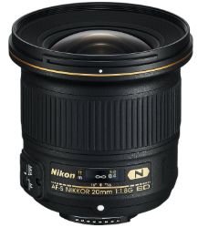 Nikon AF-S FX NIKKOR 20mm f/1.8G ED Fixed Lens with Auto Focus